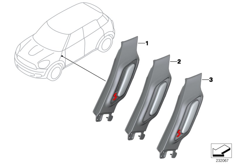Дооснащение накладкой бок.указ.поворота для BMW R60 Cooper ALL4 N18 (схема запчастей)