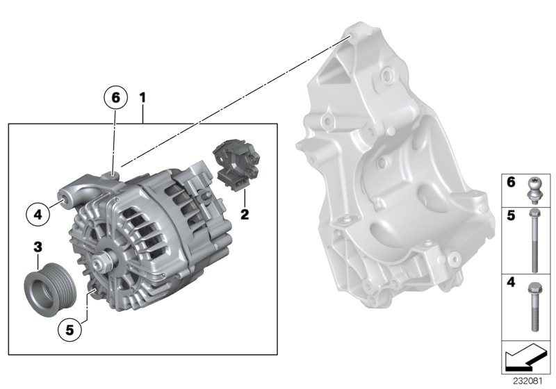 генератор для BMW F07 530d 155kW N57 (схема запчастей)