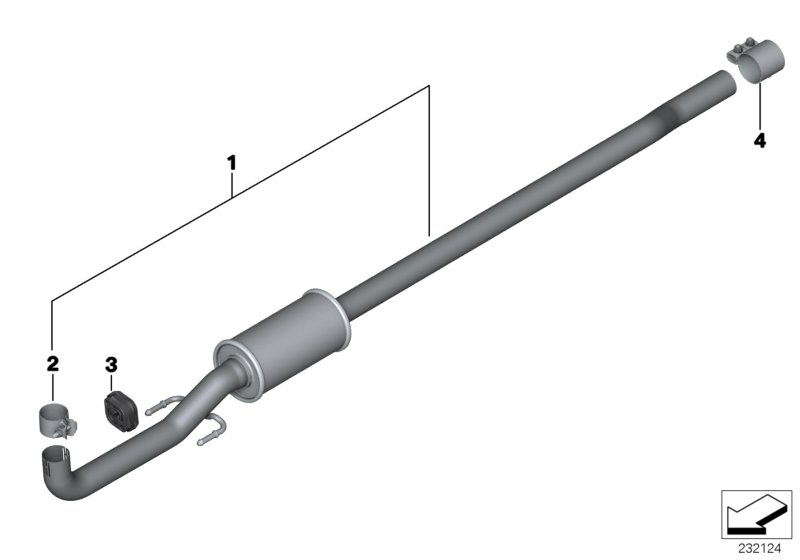 Передний дополнительный глушитель для MINI R56N Cooper SD N47N (схема запчастей)