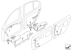 Жгуты проводов двери для BMW E65 745i N62 (схема запасных частей)