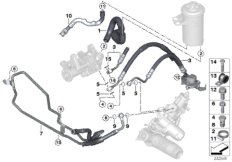 Маслопроводы гидроусилителя рул.управл. для BMW E70 X5 3.0d M57N2 (схема запасных частей)