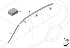 Дооснащение полозьями багажника на крыше для BMW F11 528i N53 (схема запасных частей)