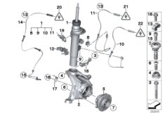 Стойка амортизатора Пд EDC/доп.элементы для BMW F25 X3 20dX N47N (схема запасных частей)