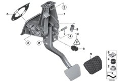 Педальный механизм АКПП для BMW F25 X3 28iX N52N (схема запасных частей)