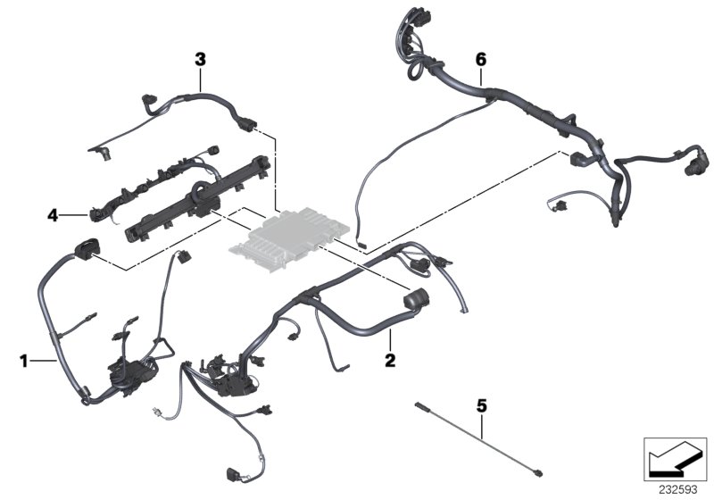 жгут проводов двигателя для BMW F01 730i N52N (схема запчастей)