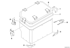 Детали алюминиевого чемодана для MOTO K255 R 1200 GS Adve. 08 (0380,0390) 0 (схема запасных частей)