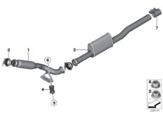 Передний дополнительный глушитель для MINI R60 Cooper D ALL4 2.0 N47N (схема запасных частей)