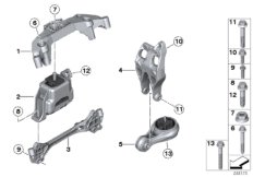 Подвеска двигателя для BMW R61 Cooper S ALL4 N18 (схема запасных частей)