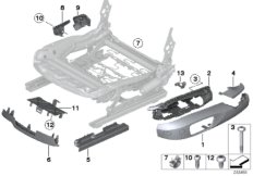 Накладка переднего сиденья с э/приводом для BMW F25 X3 20dX N47N (схема запасных частей)