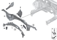 Дополнительные элементы моторного отсека для BMW R60 Cooper S N18 (схема запасных частей)