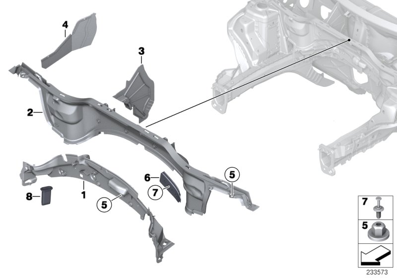 Дополнительные элементы моторного отсека для BMW R61 Cooper D ALL4 1.6 N47N (схема запчастей)