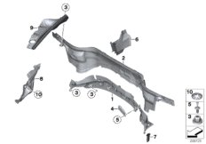 Дополнительные элементы моторного отсека для BMW R58 Cooper S N18 (схема запасных частей)
