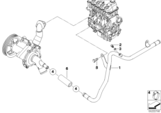 Водяной шланг системы охлаждения для MINI R50 Cooper W10 (схема запасных частей)
