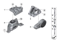 Подвеска двигателя для BMW R56N Cooper D 2.0 N47N (схема запасных частей)