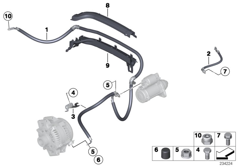 Провод стартера для BMW F25 X3 18i N20 (схема запчастей)