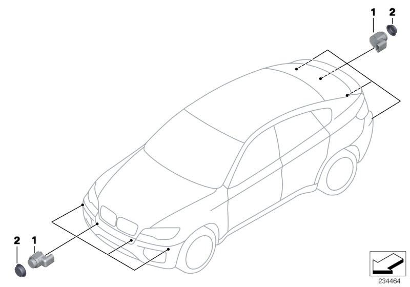 Ультразвуковой датчик для BMW E70 X5 M S63 (схема запчастей)