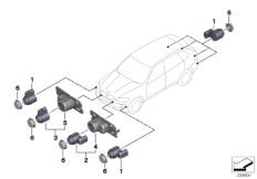 Ультразвуковой датчик для BMW E70 X5 3.0si N52N (схема запасных частей)