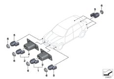 Ультразвуковой датчик для BMW E70 X5 4.8i N62N (схема запасных частей)
