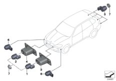 Ультразвуковой датчик для BMW E70N X5 30dX N57 (схема запасных частей)