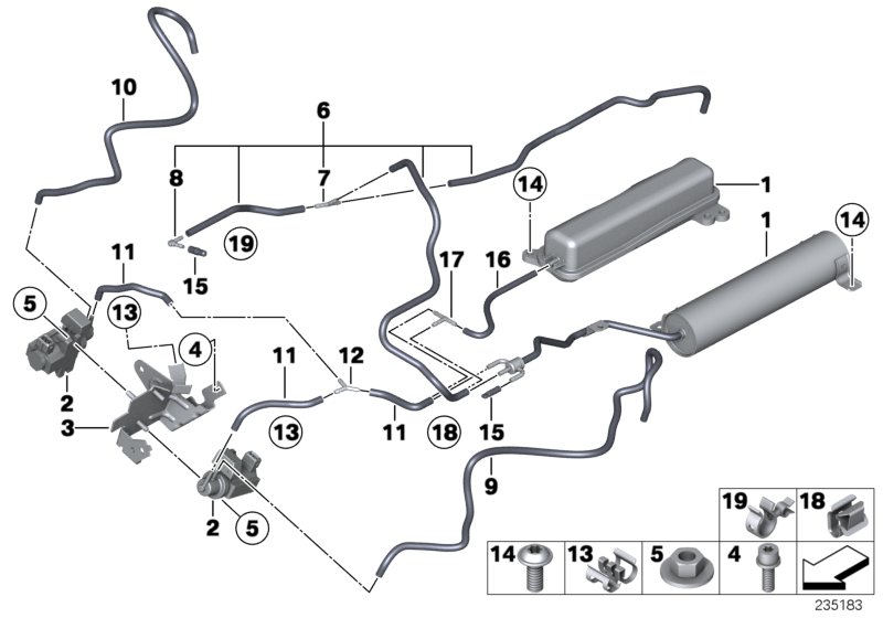 Вакуумная сист.управл.турбонагнетателем для BMW F04 Hybrid 7 N63 (схема запчастей)