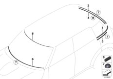 Остекление, дополнительные элементы для BMW R60 Cooper S N18 (схема запасных частей)