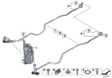 Теплообменник/трубопровод радиатора КПП для BMW F25 X3 28iX N52N (схема запасных частей)