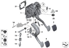Педальный механизм для а/м с МКПП для BMW F11N 530d N57N (схема запасных частей)