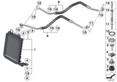 Маслян.радиатор/трубопр.масл.радиатора для BMW F25 X3 35iX N55 (схема запасных частей)