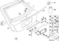Багажная дверь/детали для BMW E46 316ti N45 (схема запасных частей)