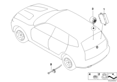 Сигнализация авар.сближен.при парк.(PDC) для BMW E83 X3 2.5i M54 (схема запасных частей)
