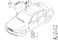 Сигнализация авар.сближен.при парк.(PDC) для BMW E90N 320d N47 (схема запасных частей)