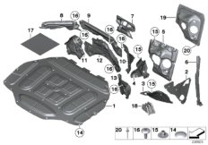 Звукоизоляция Пд I для BMW F01N 750iX N63N (схема запасных частей)