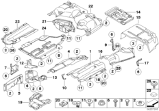 Теплоизоляция для BMW E92 325xi N53 (схема запасных частей)