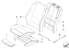 Набивка и обивка спортивного пер.сиденья для BMW E83 X3 2.5i M54 (схема запасных частей)