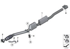 Передний дополнительный глушитель для MINI R60 JCW ALL4 N18 (схема запасных частей)