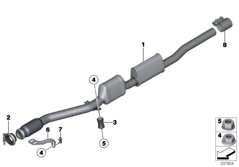Передний дополнительный глушитель для MINI R60 JCW ALL4 N18 (схема запчастей)