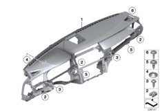 облицовка панели приборов для BMW F03N 760LiS N74 (схема запасных частей)