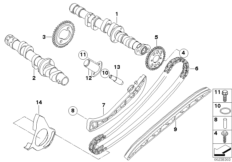 Распредвал, приводная цепь, звездочка для BMW K40 K 1300 S (0508,0509) 0 (схема запасных частей)