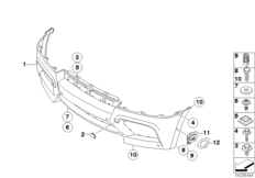 Облицовка M Пд для BMW E70 X5 M S63 (схема запасных частей)
