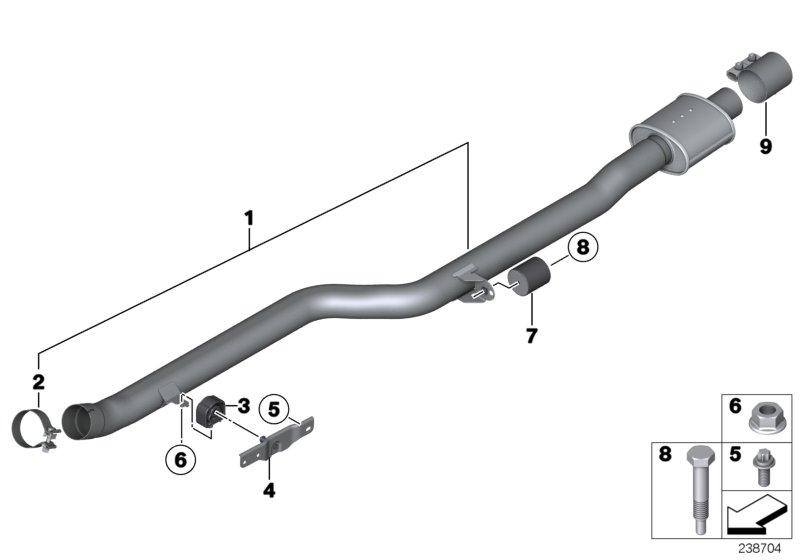 Передний дополнительный глушитель для BMW F26 X4 35iX N55 (схема запчастей)