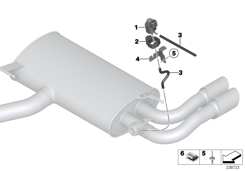 Вакуумное управление заслонкой глушителя для BMW F26 X4 M40iX N55 (схема запчастей)
