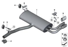 Система выпуска ОГ Зд для BMW F25 X3 28iX N52N (схема запасных частей)