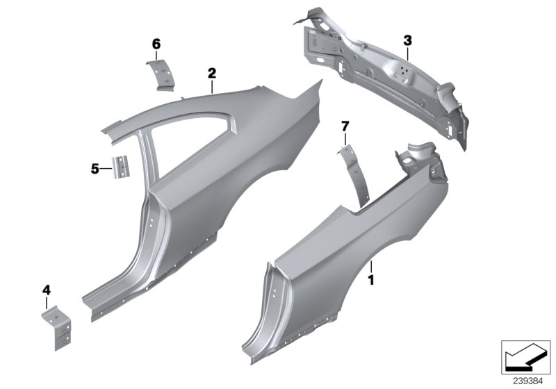 Крыло/облицовка задней части для BMW F13N 650iX 4.4 N63N (схема запчастей)
