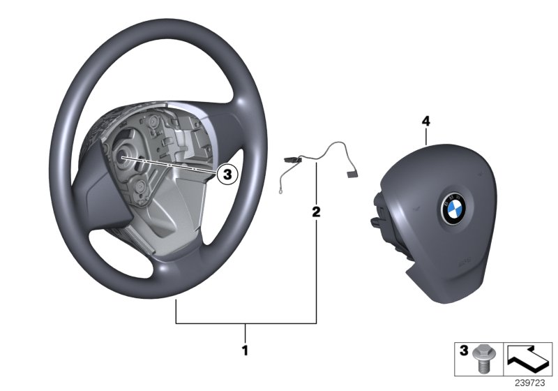 Рулевое колесо с НПБ для BMW F25 X3 18d N47N (схема запчастей)
