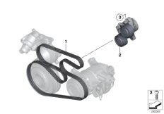 Ременный привод компрессора кондиц. для BMW E90N 320d ed N47N (схема запасных частей)