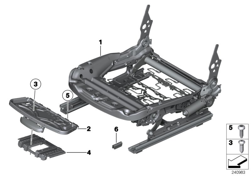 Каркас подушки переднего сиденья для BMW E84 X1 25dX N47S1 (схема запчастей)