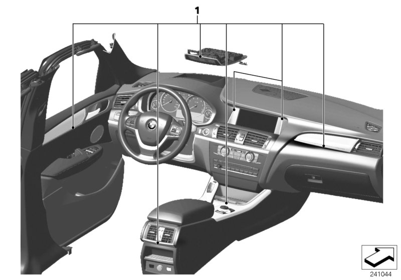 К-т хромированных деталей Interieur для BMW F25 X3 18i N20 (схема запчастей)