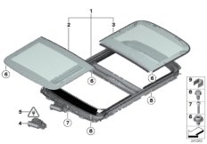 Панорамная крыша с электроприводом для BMW R61 Cooper S ALL4 N18 (схема запасных частей)
