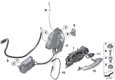 Система замков передней двери для BMW F13N 650iX 4.0 N63N (схема запасных частей)