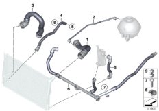 Водяной шланг системы охлаждения для BMW F25 X3 35iX N55 (схема запасных частей)